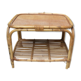 Table basse en rotin vintage, années 70