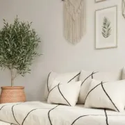 Moroccan floor sofa set in white wool