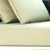 High-end 3-seater leather and fabric sofa