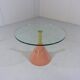 Pink natural stone & glass side table 1980’s Italy