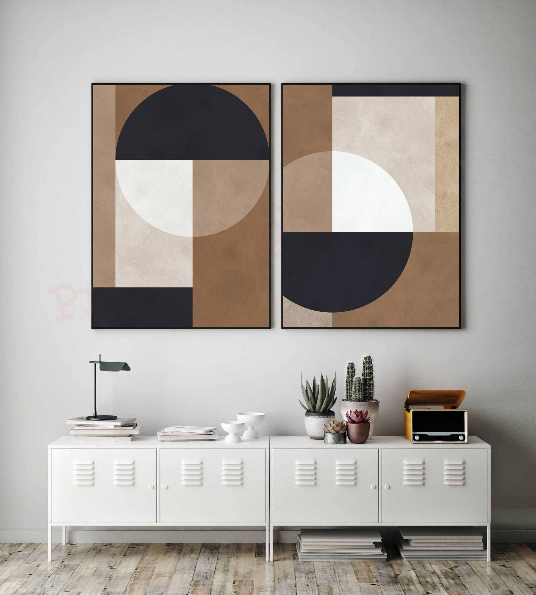Geometric art print in brown tones