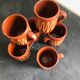 Lot de 6 mugs en terre cuite vernissée
