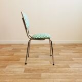 4 chaises vintage retapissées en tissu damier