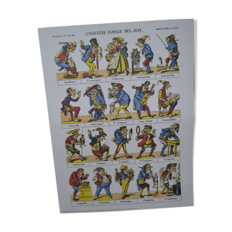 Image d'Epinal "l'illustre famille des Jean"
