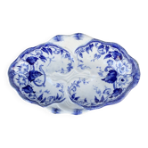 Plat ancien faïence creil et montereau — modèle flora bleu (fin xixe)