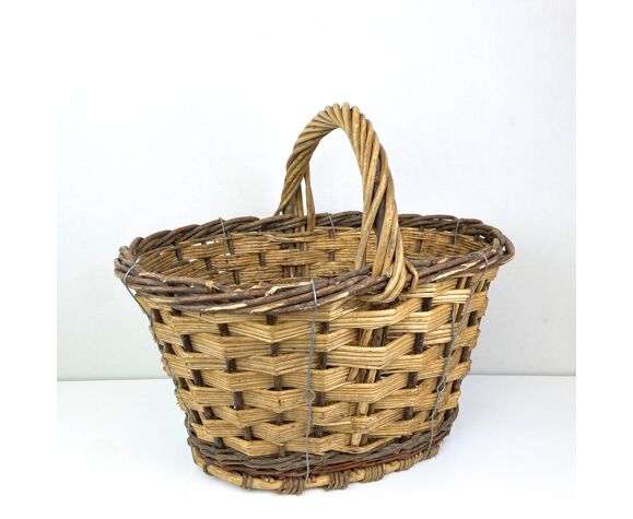 Large braided basket of different types of strands | Selency