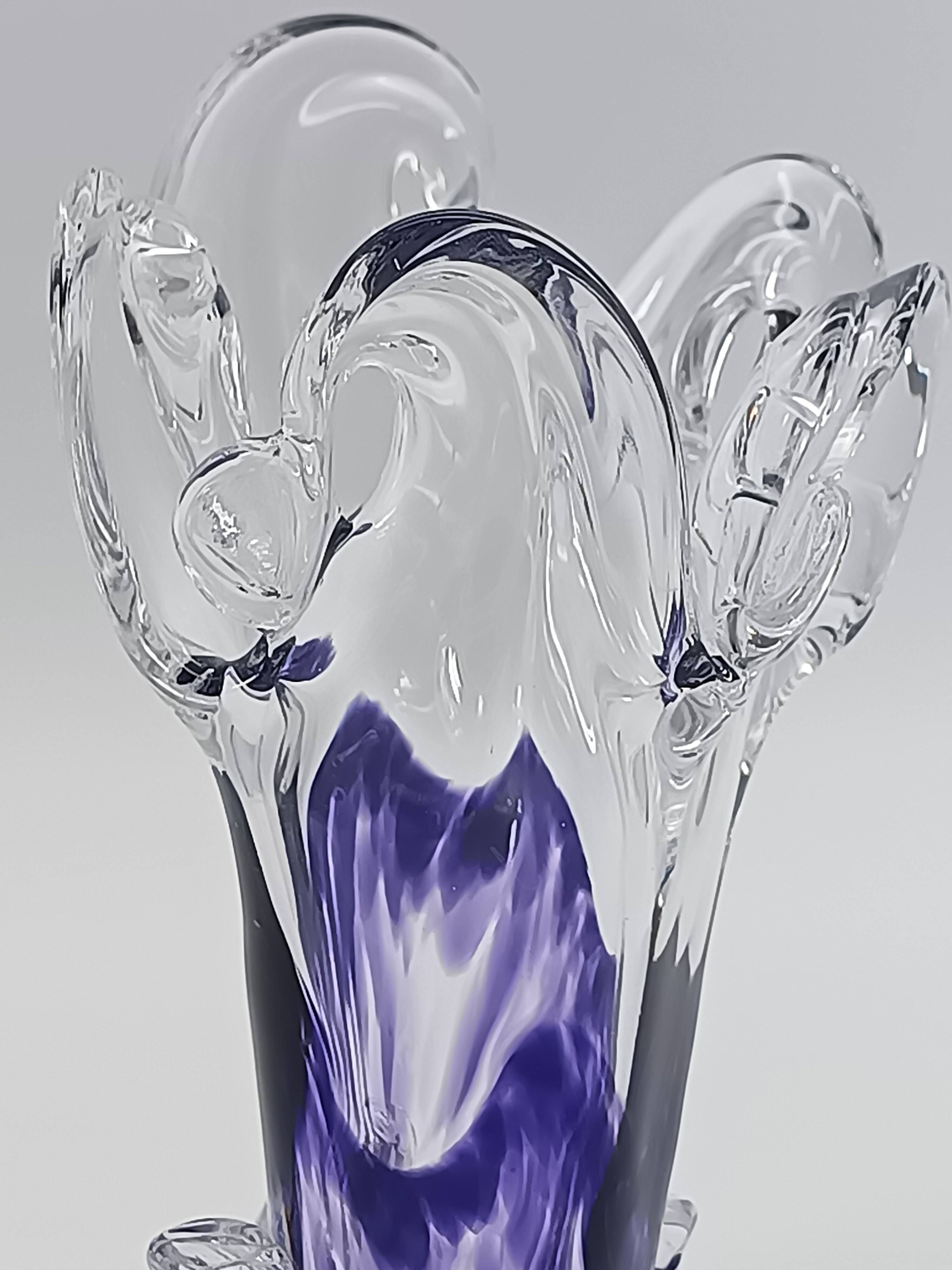 Vase Soliflore en Cristal d'Art – Michel Steiner Améthyste & Transparent