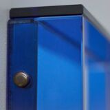 Blue Coloured and Mirrored Glass Wall Mirror, Italy, 1960s