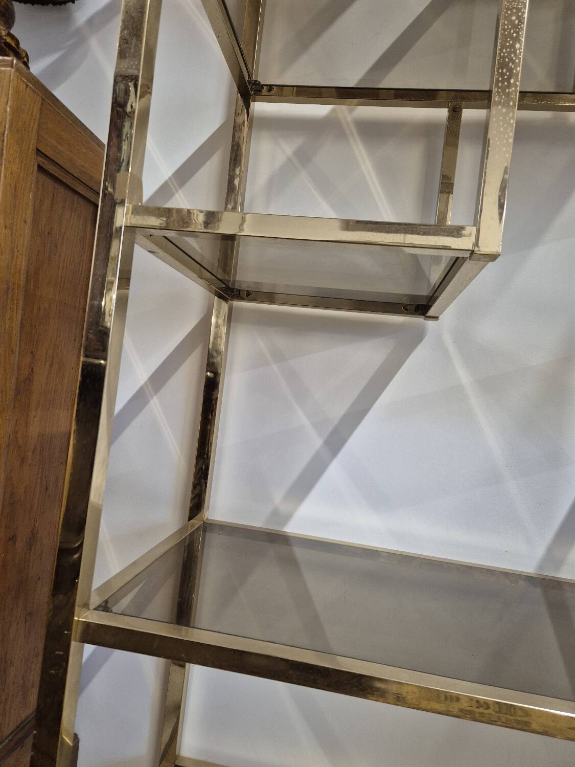 Vintage 1970s golden designer shelf