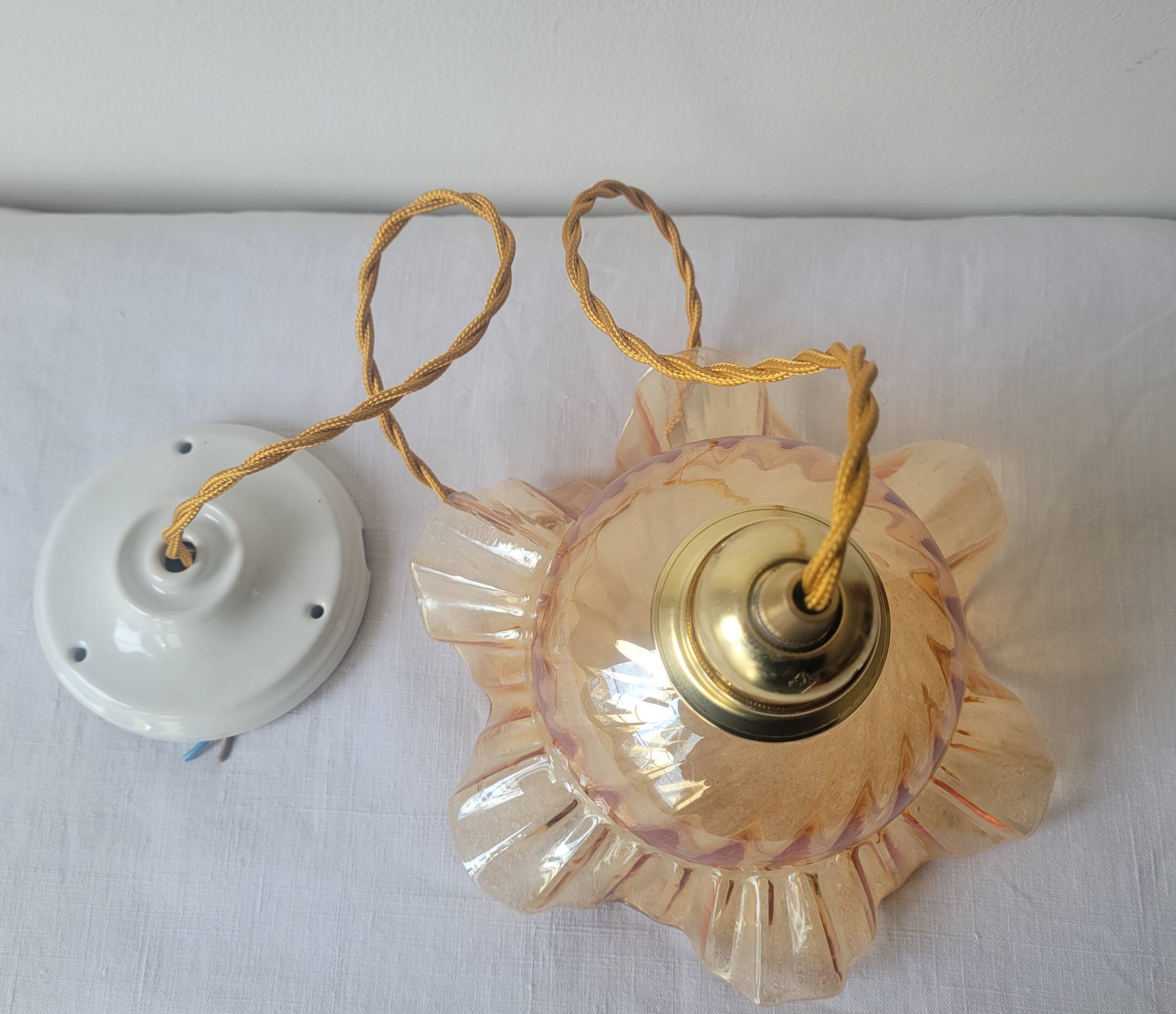 Amber glass pendant light