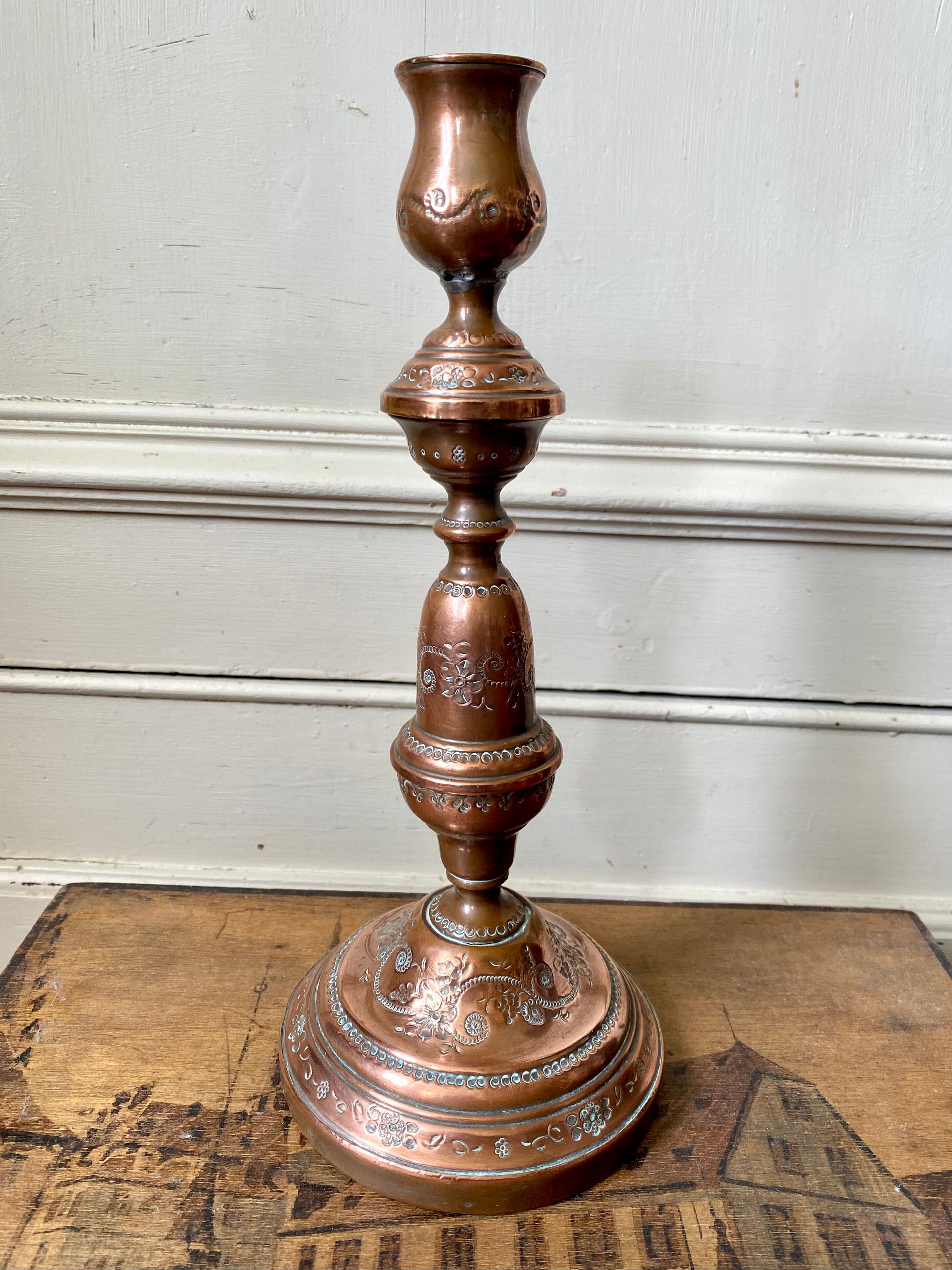 Old copper candle holder