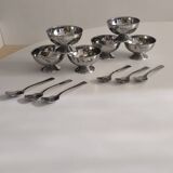 Set of 6 vintage stainless steel ice cream cups