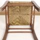 Vintage stool, square, in solid wood, straw seat.
