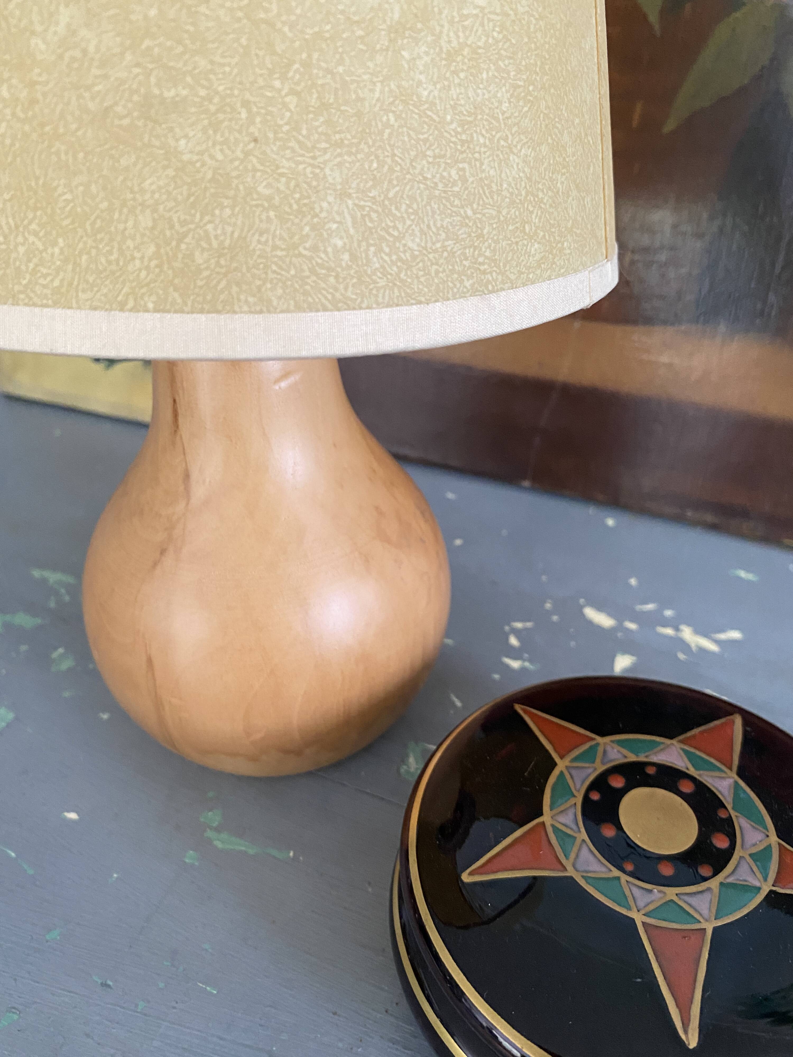 Lampe bois, câble neuf tissu 2M, abat-jour
