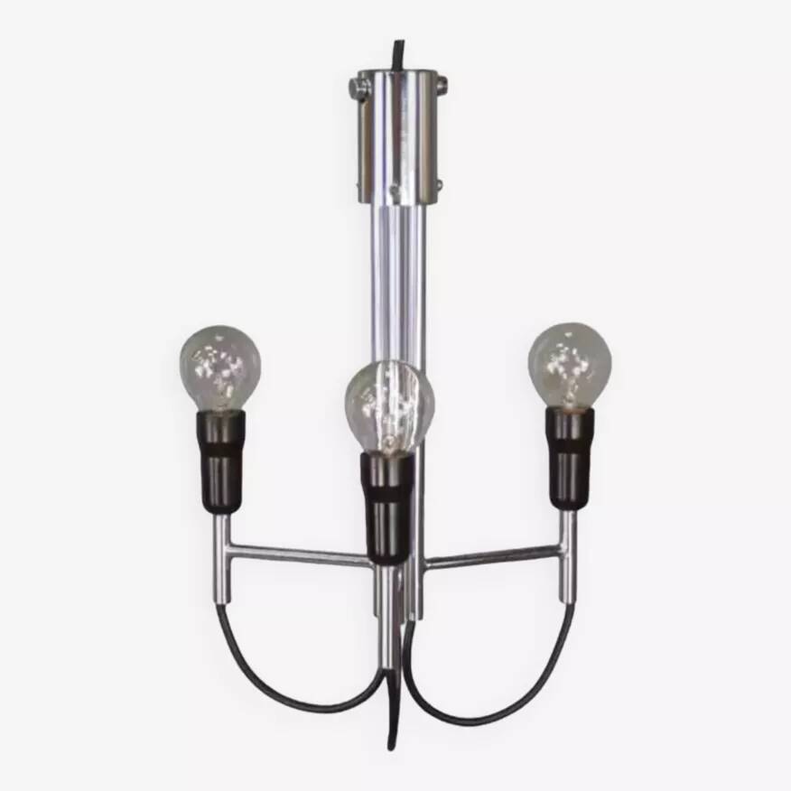 Chrome pendant light, Italian design, 60s
