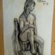 Drawing 2 nudes in charcoal / 1950/60 signed