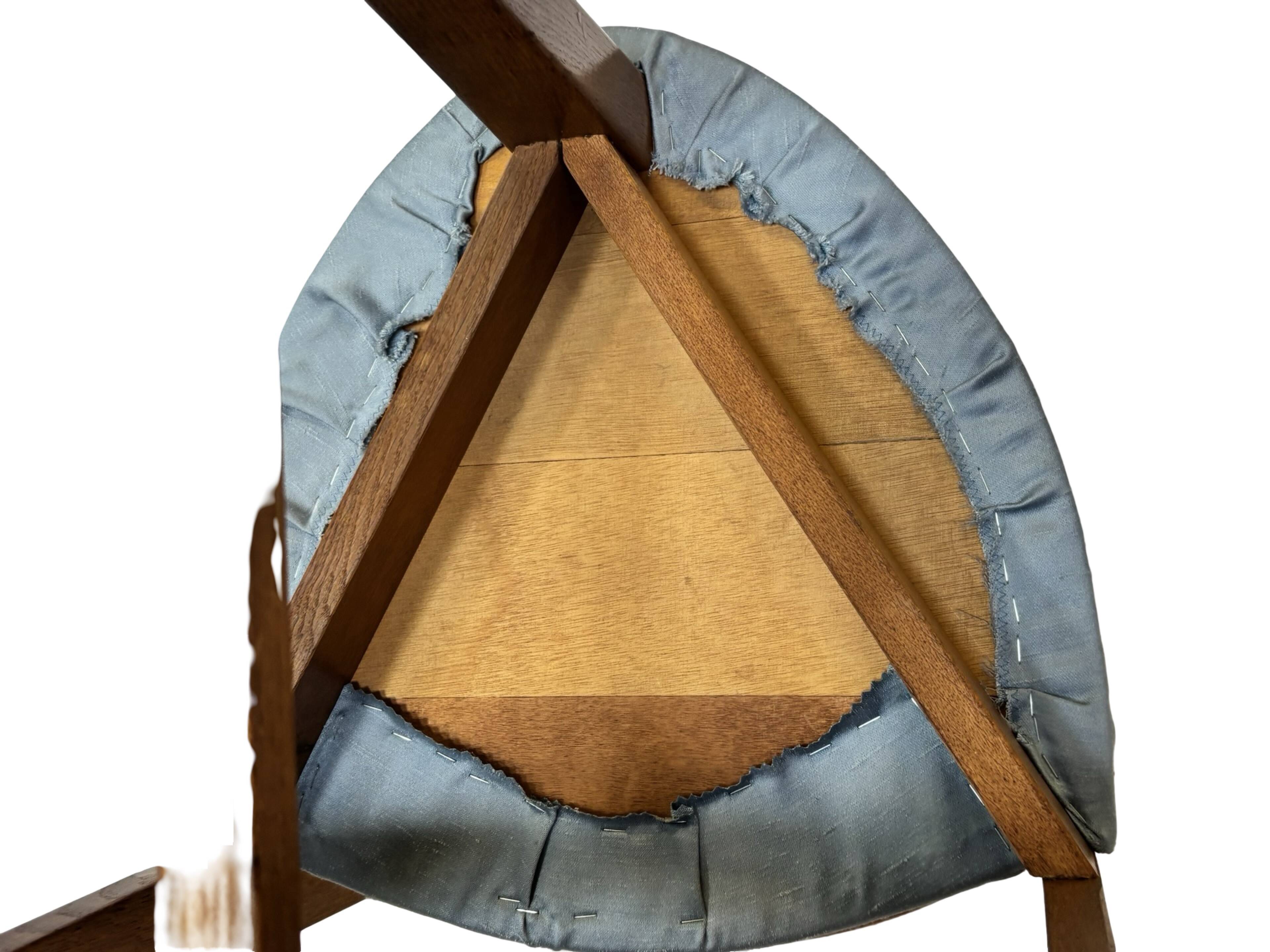 Vintage rare three-legged dining chair 1960s oak heart chair