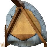 Vintage rare three-legged dining chair 1960s oak heart chair