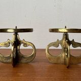 Vintage brutalist metal candle holders, 1970s, set of 2