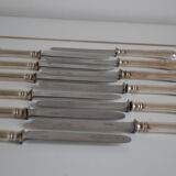 12 dessert knives old metal silver monogram