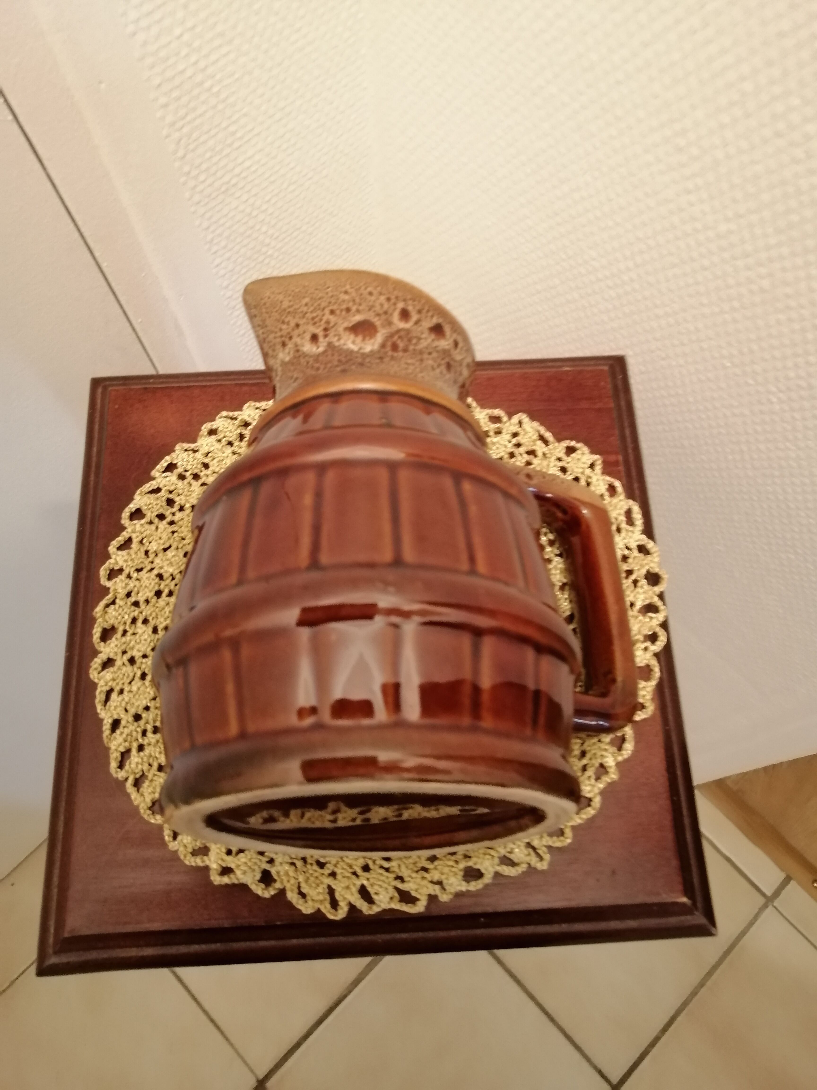Pitcher in varnished gres for vintage deco