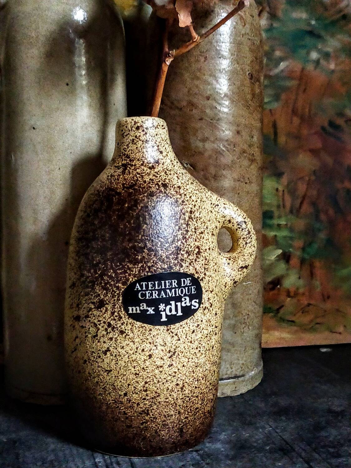 Single-flower vase, ceramic bottle by Max Idlas