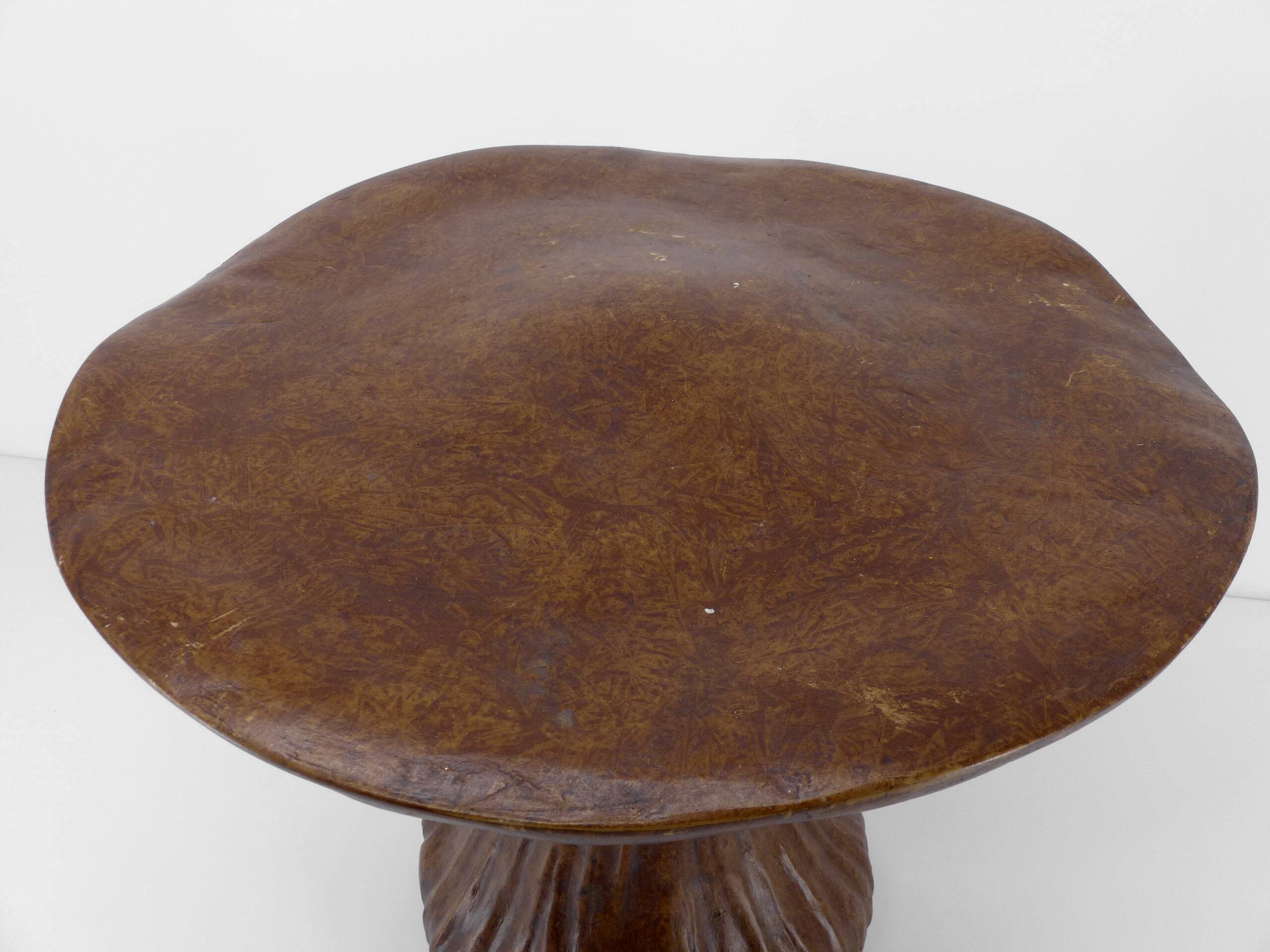 Vintage mushroom table in epoxy resin imitation wood