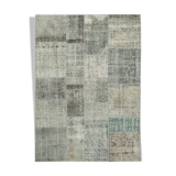Hand-knotted anatolian contemporary 170 cm x 240 cm grey patchwork carpet