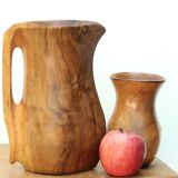Sculptural wooden pitcher, 60s