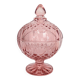 Bonbonnière rose en verre