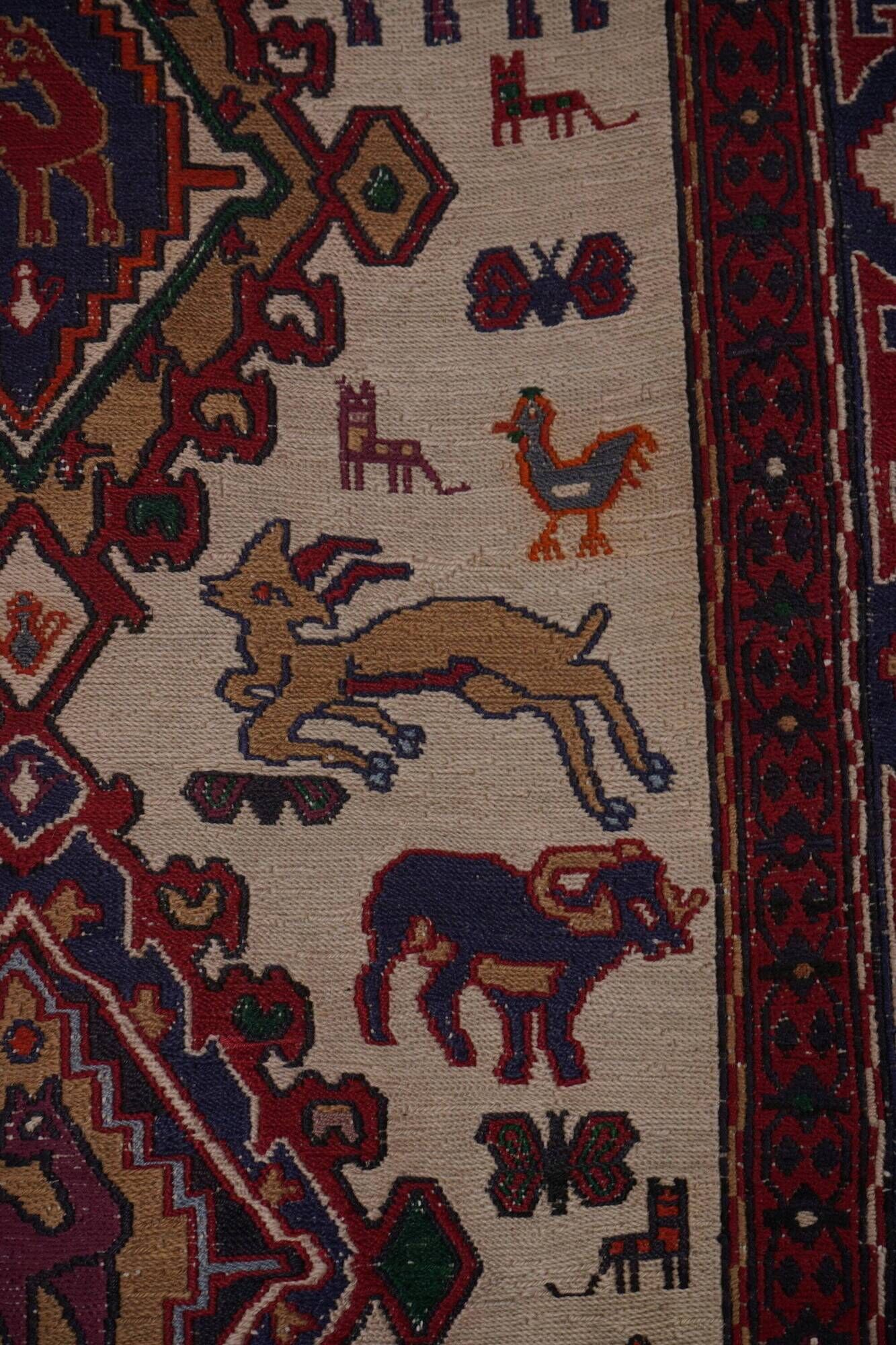 Vintage Turkish kilim handwoven 108x143 cm