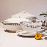 Service 7 pieces soup, dishes, saucer and ravine Sarreguemines Model Nobilis