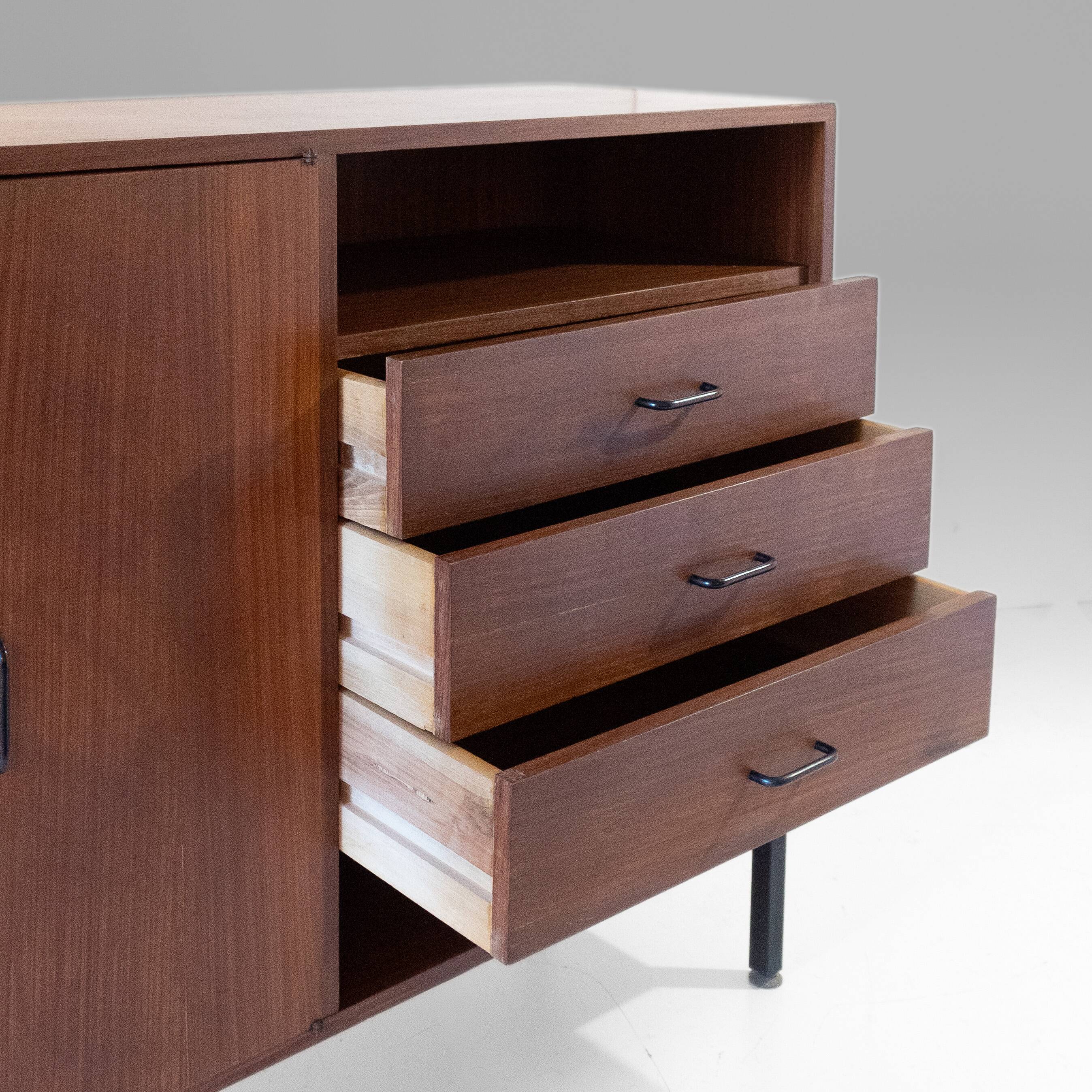 Mid Century Modern Rosewood Sideboard with Drawers, Italy 1970s