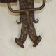 Double Hand Forged Wrought Iron Medieval Style Wall Light with Amber Glass Shade