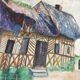 Oil painting on canvas Normande R.Oswald 1960 gilded wooden frame