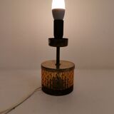 Swedish table lamp foot, made of wood, amber bubble glass and brass