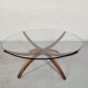 Table basse scandinave en bois et verre , années 60