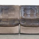 Grey leather elements design sofa 2 elements + footstool