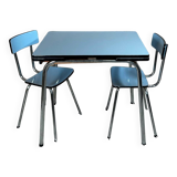 Blue Formica table and chairs from the 60s