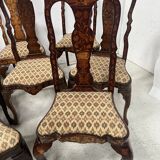 Set of eight Dutch marquetry chairs from the 19th century.