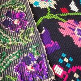 Romanian wool carpet floral design with green border on black background 180x153cm