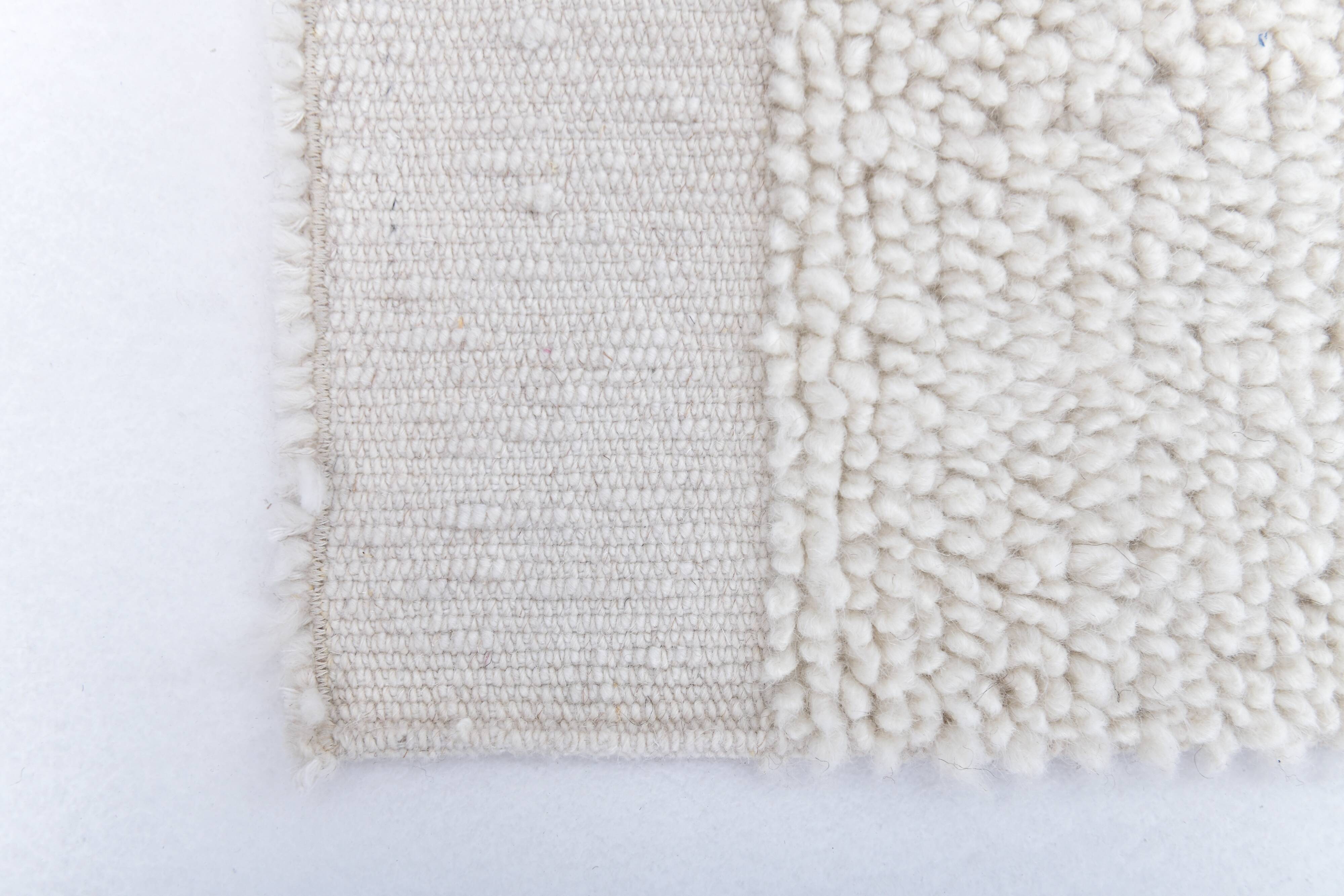 2x7 Neutral White Handmade Moroccan Runnner Rug, 66x216Cm