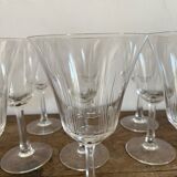 Etched glass stemware, red wine glasses