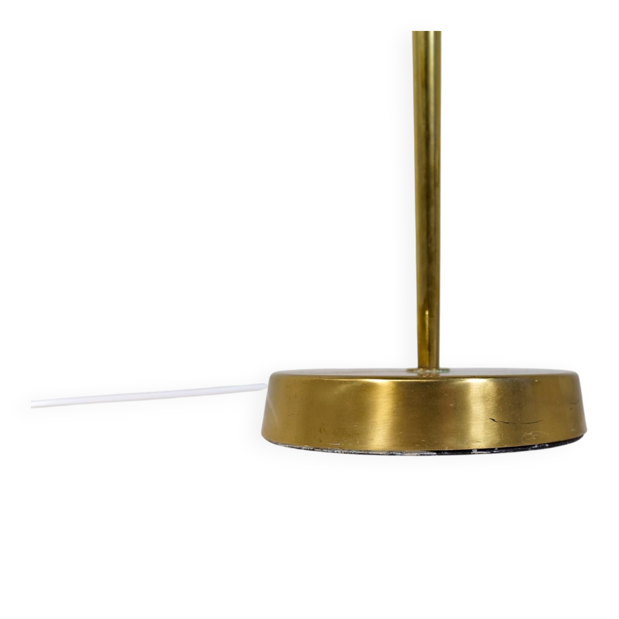 Modern mid-century brass floor lamp ASEA with round cotton shade, Sweden, 1960s