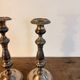 Pair of Silver-Plated Metal Candle Holders with Fluted Design in Louis XVI Style from the 19th Century