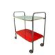 Vintage red mint and blue rolling table/bar cart/tea cart.
