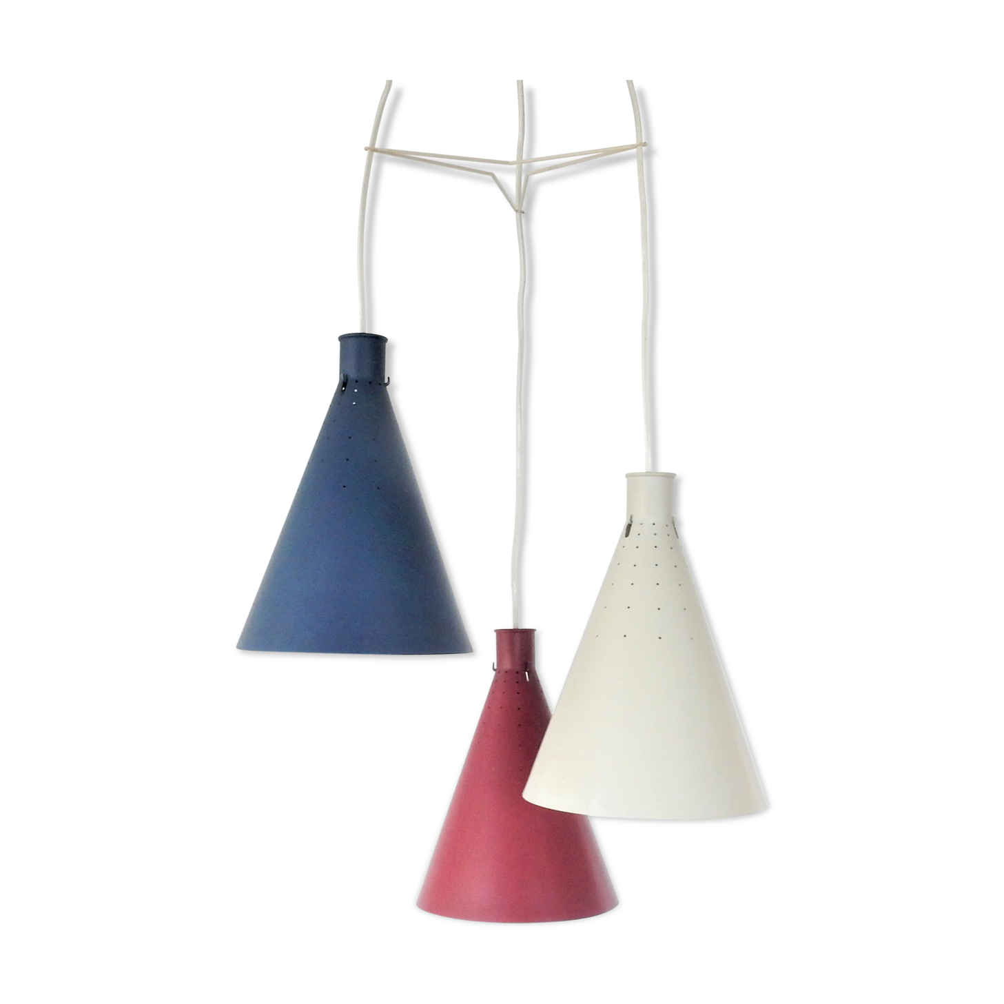 Rare set of 3 conical pendant lamps by Alf Svensson for Bergboms, Sweden 1950's, 2 available