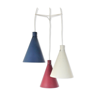 Rare set of 3 conical pendant lamps by Alf Svensson for Bergboms, Sweden 1950's, 2 available