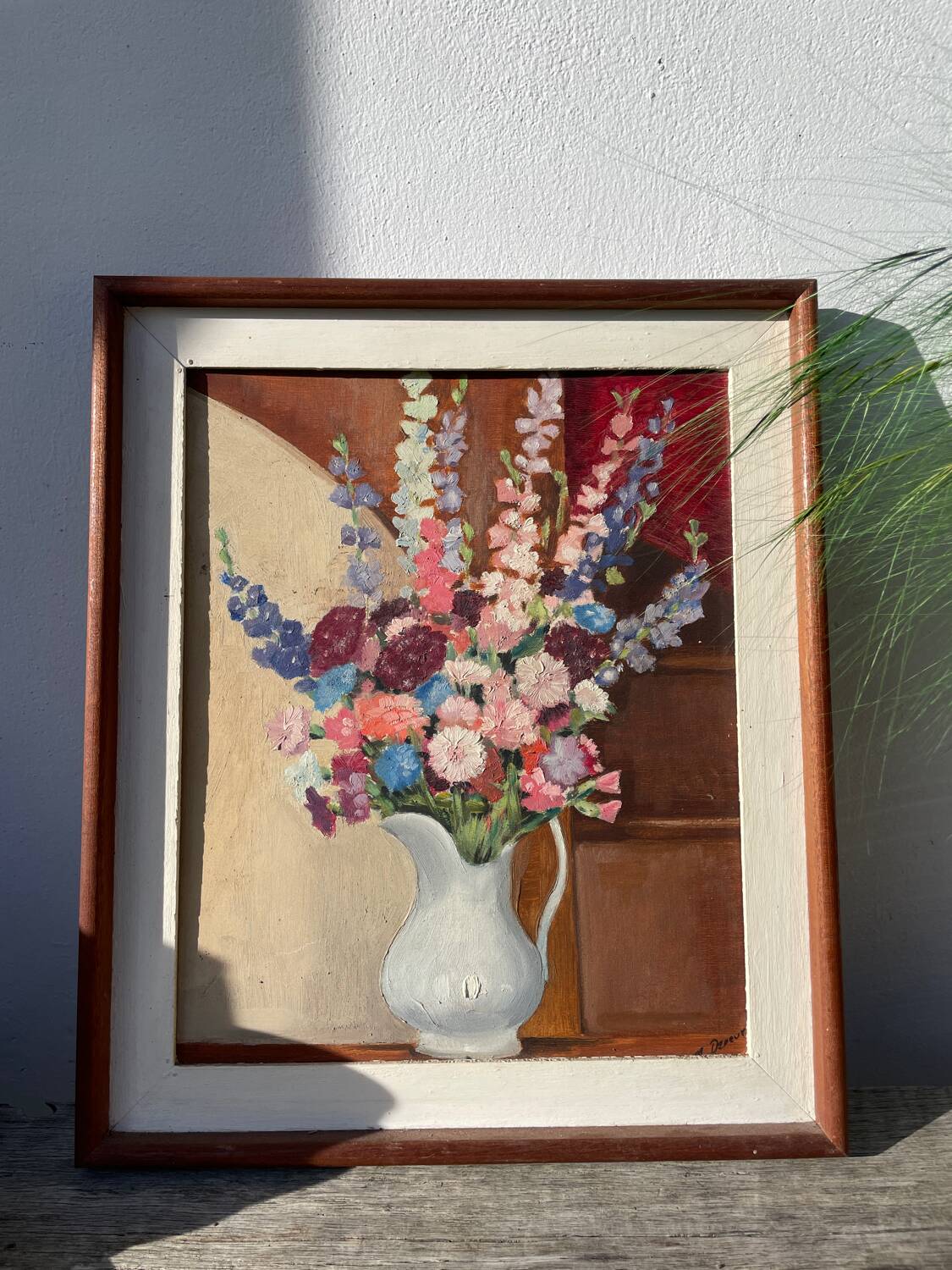 Bouquet of flowers signed old painting