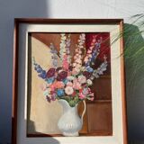 Bouquet of flowers signed old painting